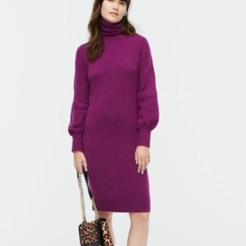 J Crew Purple Turtleneck Sweater Dress Long Balloon Sleeve‎
